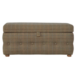 multi tweed deep button footstool