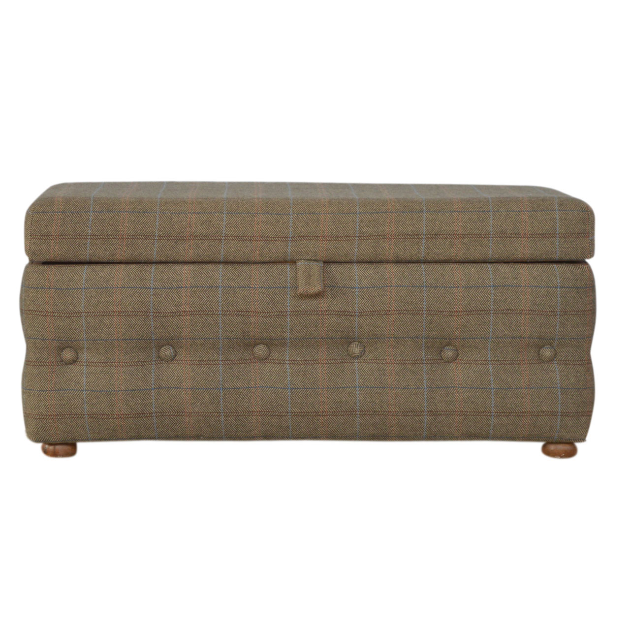 multi tweed deep button footstool