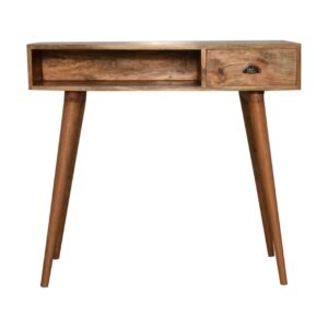 solid wood writing desk with open slot