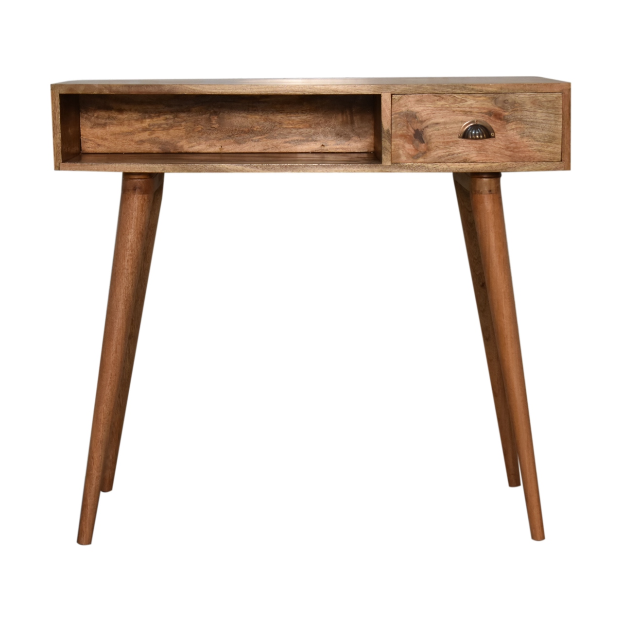 solid wood writing desk with open slot
