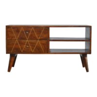 geometric brass inlay media unit