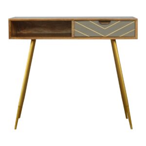 sleek cement brass inlay writing desk