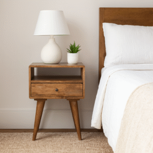 modern bedside with open slot