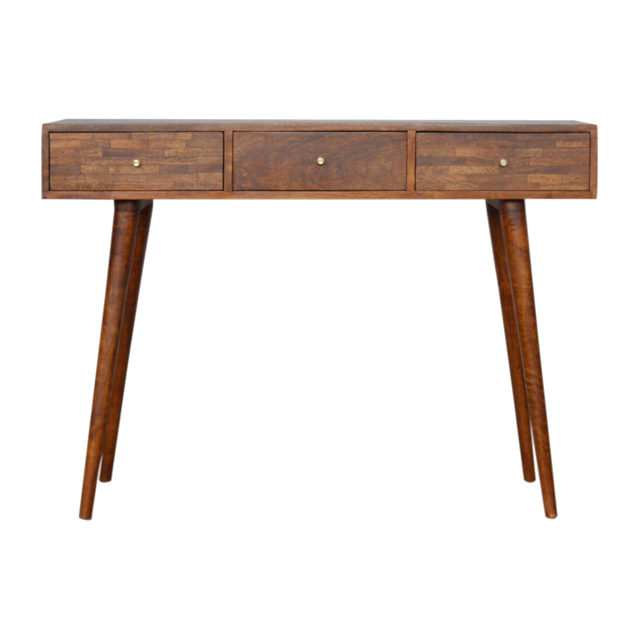 3 Drawer Mixed Chestnut Console Table