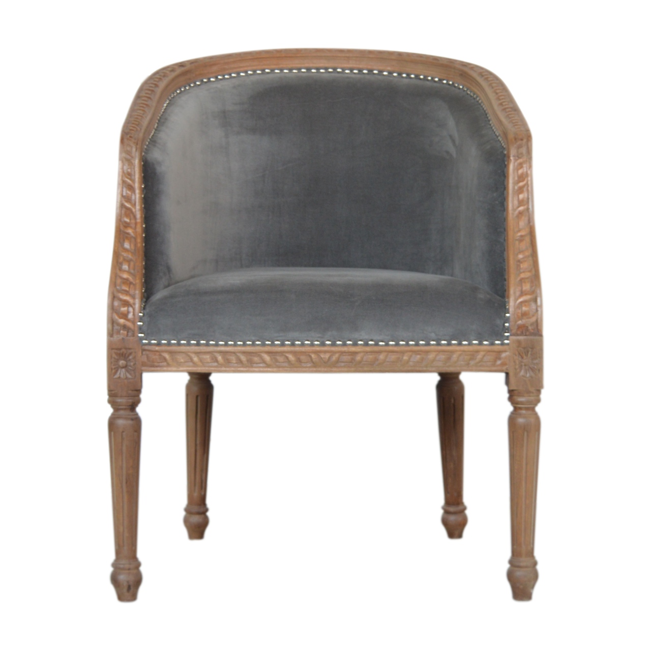 Occasional chair in grey velvet