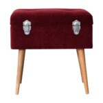 Wine Velvet Lid Up Footstool