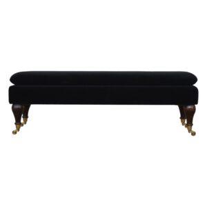 Black Velvet Castor Bench