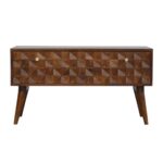 Hallway Bench with Diamond Carvings in Chestnut Color