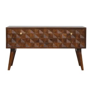 Hallway Bench with Diamond Carvings in Chestnut Color