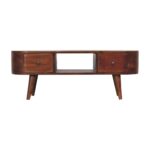 Round Media Unit with Open Slot in Chestnut