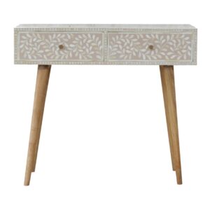 Taupe Floral Bone Console