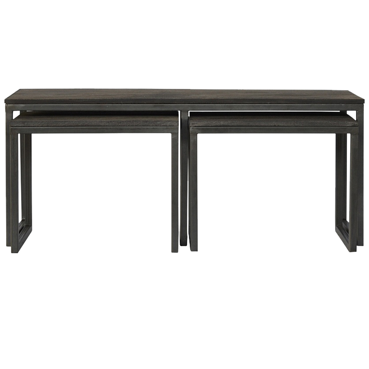 Industrial Iron Base Set of 3 Tables