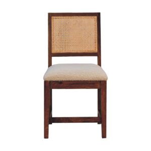 Cream Boucle Rattan Chair