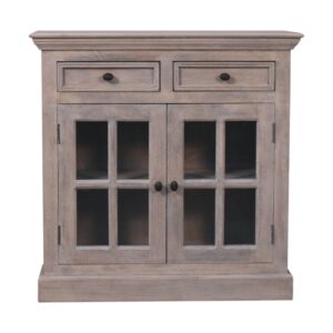 Stone Finish Cabinet with Glazed Doors