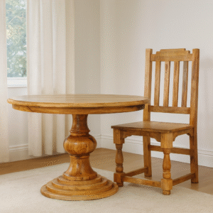 round turned dining table