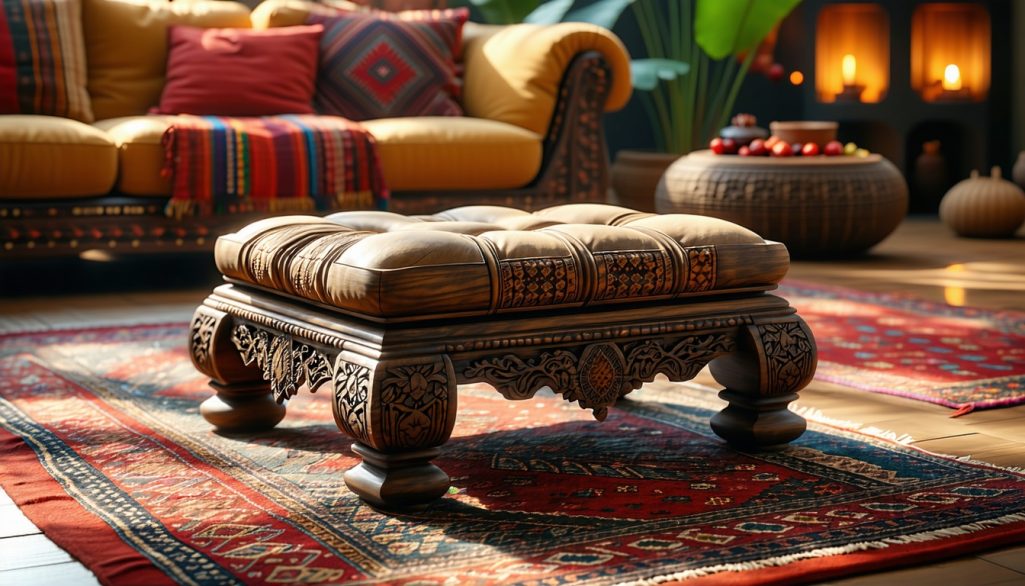 indian wooden footstools