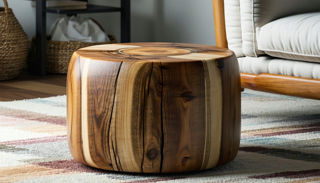 round wooden footstools