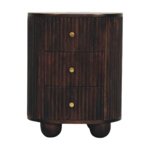 Curved Fluted 3-Drawer Bedside